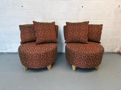Mid-Century Style Geometric Patterned Lounge Chairs