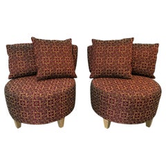 Mid-Century Style Geometric Patterned Lounge Chairs