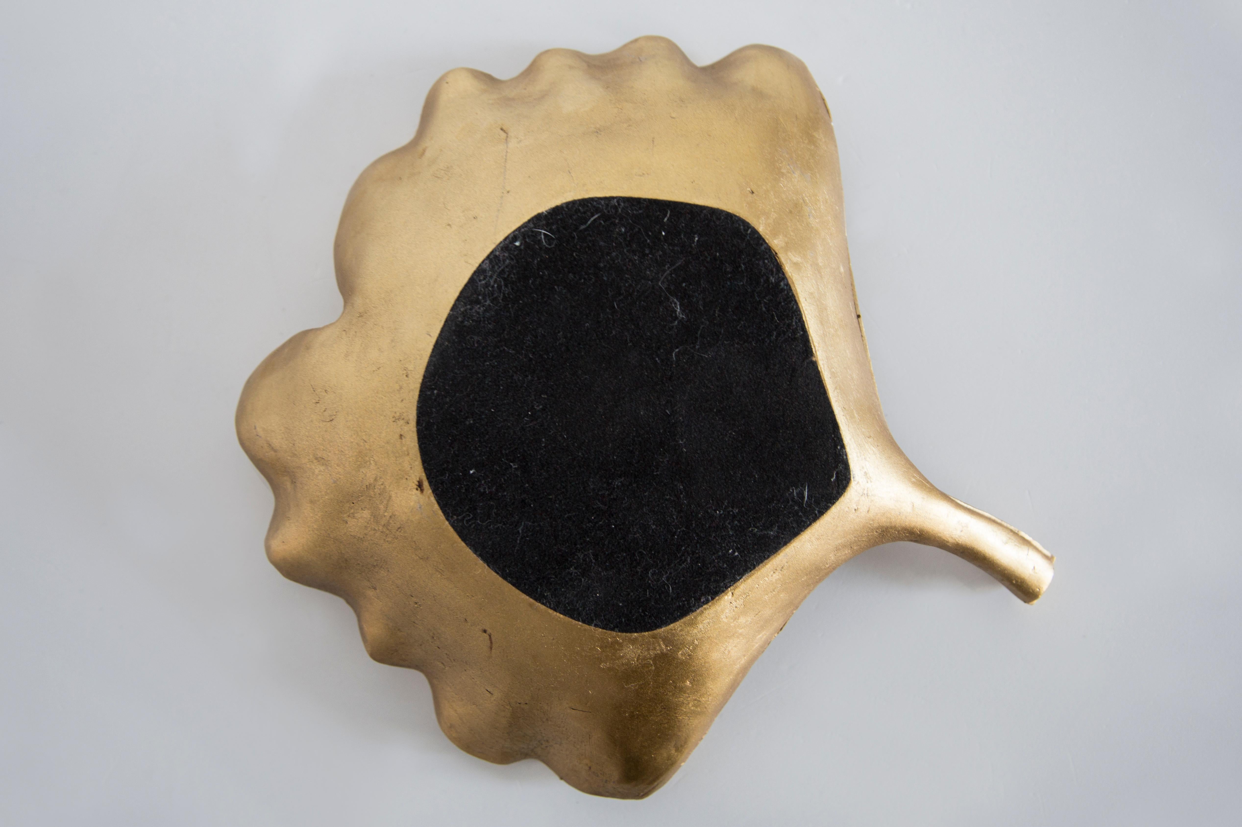 Mid Century Style Ginkgo Biloba Leaf Gold Gypsum Plate, Italy, 2000s 4