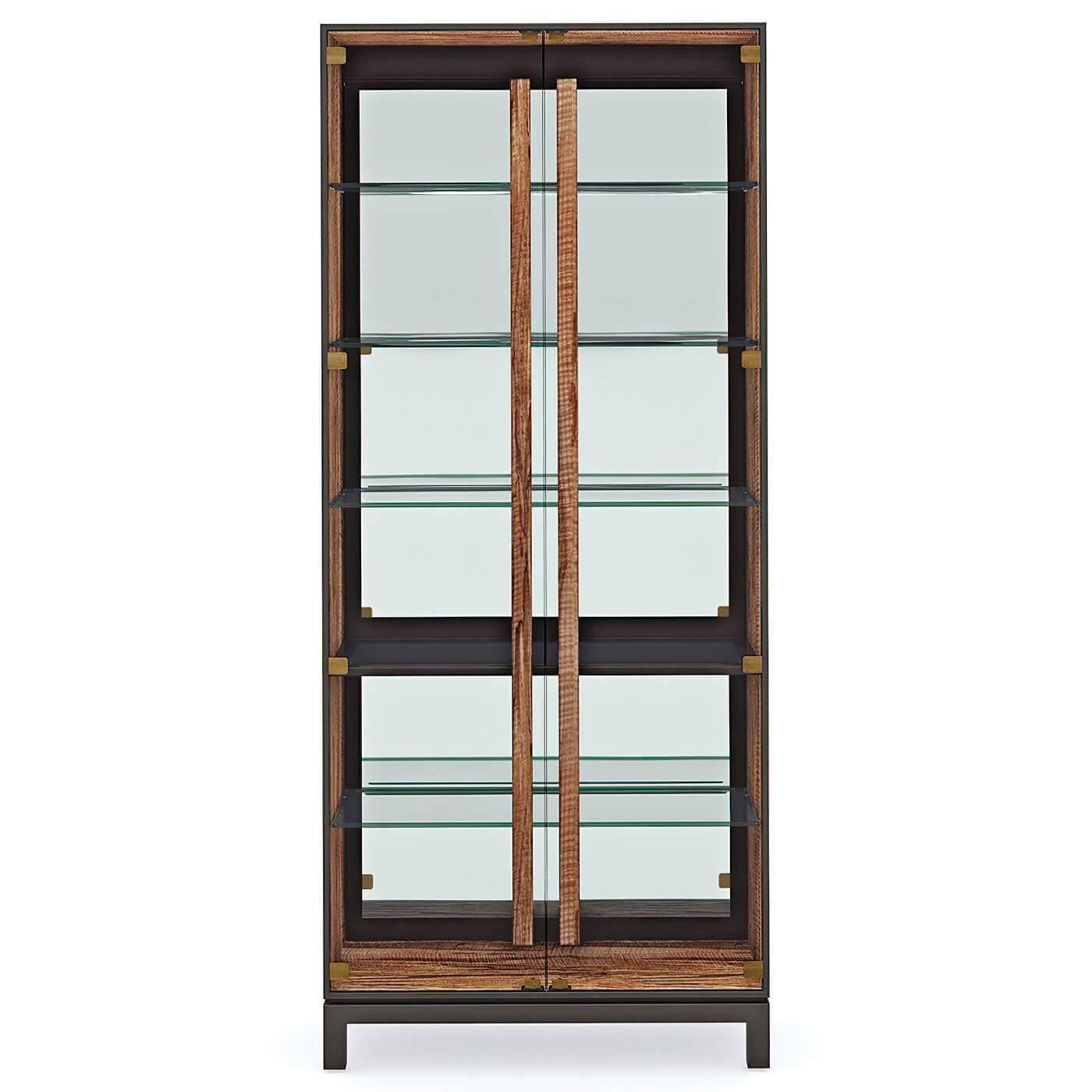 Mid Century Style Glass Door Display Cabinet In New Condition For Sale In Westwood, NJ
