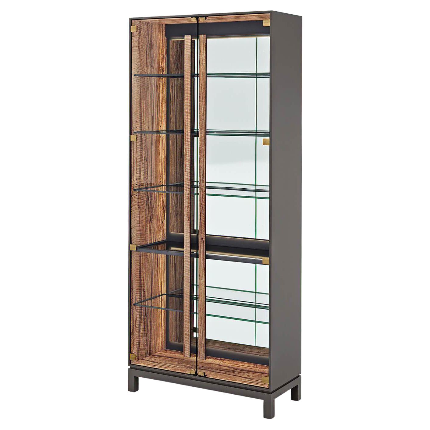 Mid Century Style Glass Door Display Cabinet For Sale