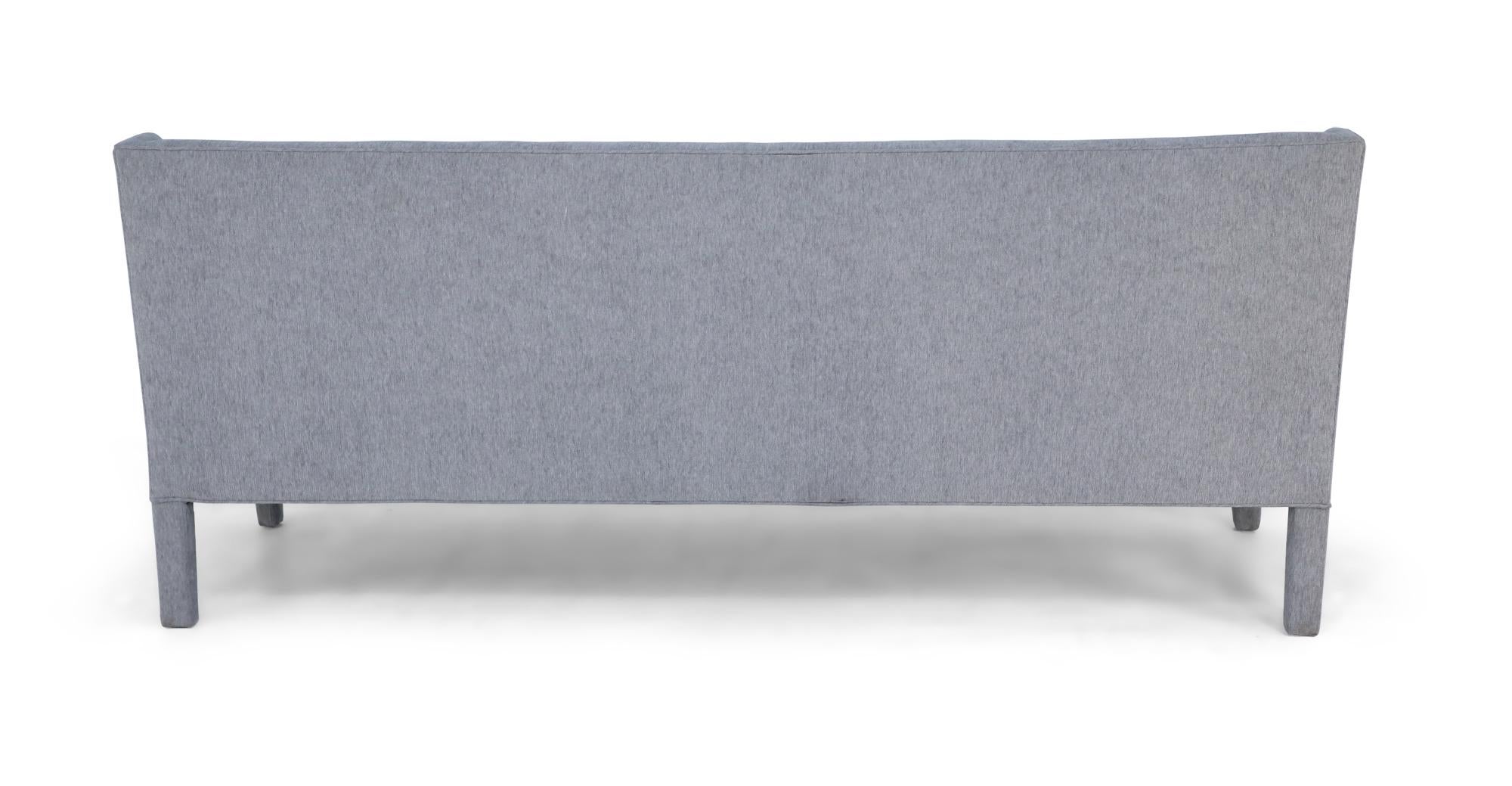 Mid-Century Style Gray Wool Upholstered Banquette Sofa In Good Condition In New York, NY