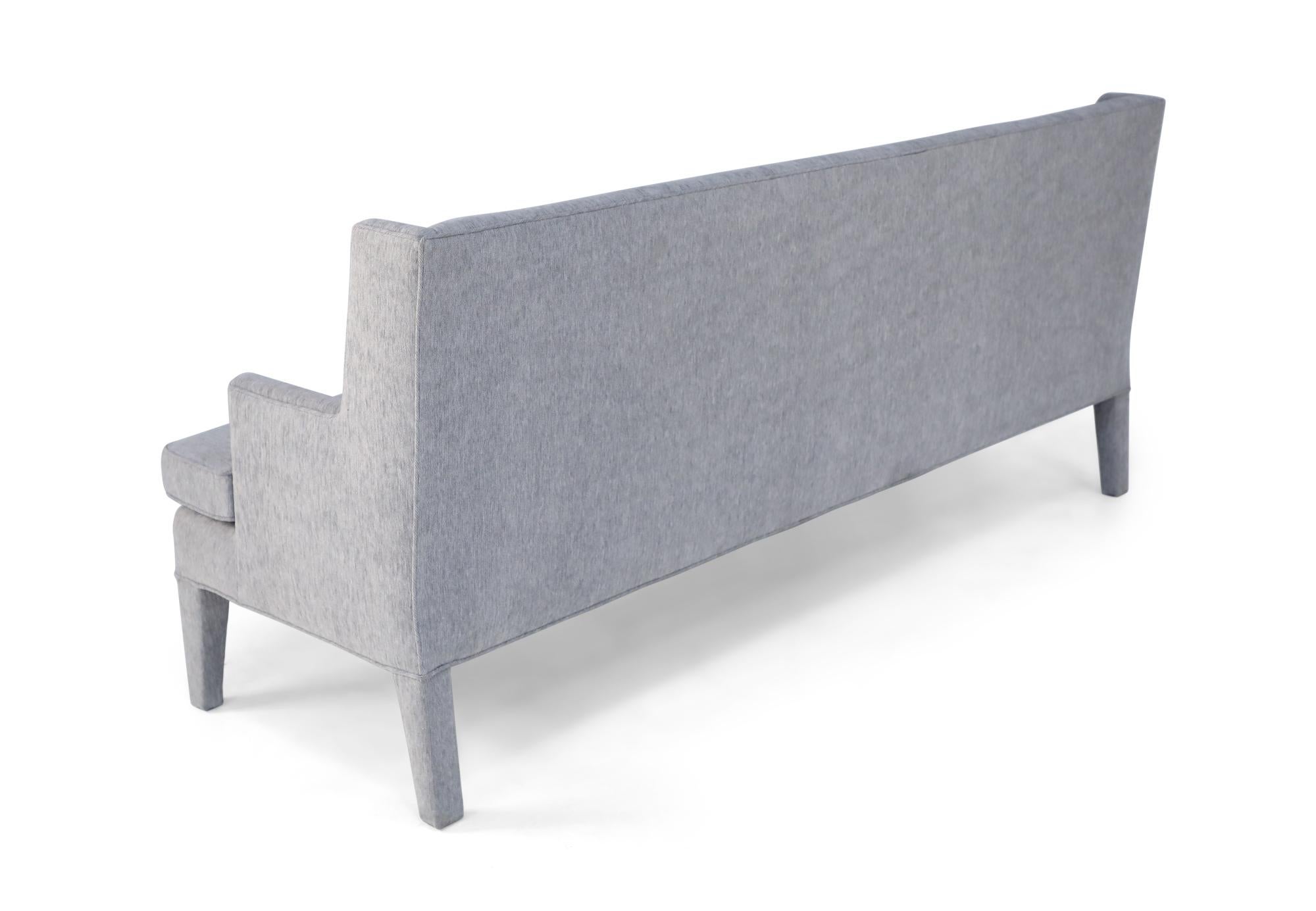 Mid-Century Modern Mid-Century Style Gray Wool Upholstered Banquette Sofa