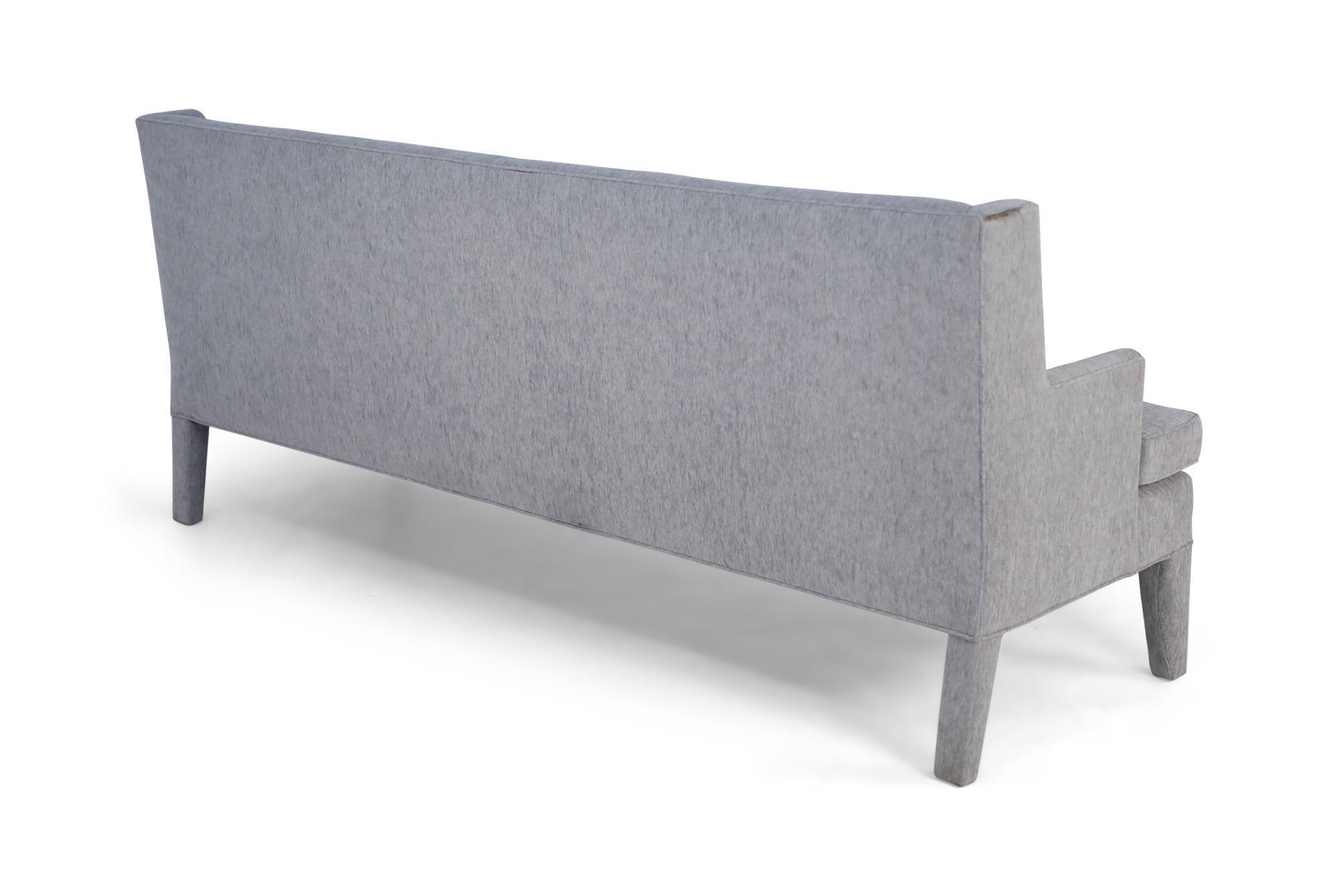 Contemporary Mid-Century Style Gray Wool Upholstered Banquette Sofa