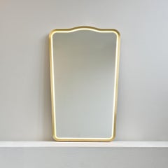 Mid-Century Style Illuminated Wall Mirror with a Brass Frame, Vintage N.4