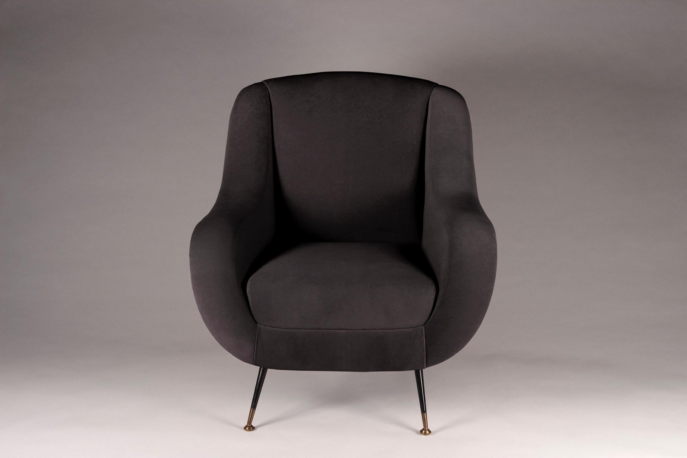 Mid-Century Modern Midcentury Style Italian Lounge Chair Black For Sale