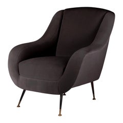 Fauteuil de salon italien noir de style du milieu du siècle dernier