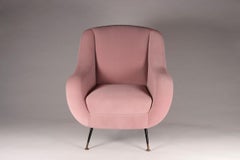 Mid Century Style Italian Lounge Chair in Velvet Rose Pink
