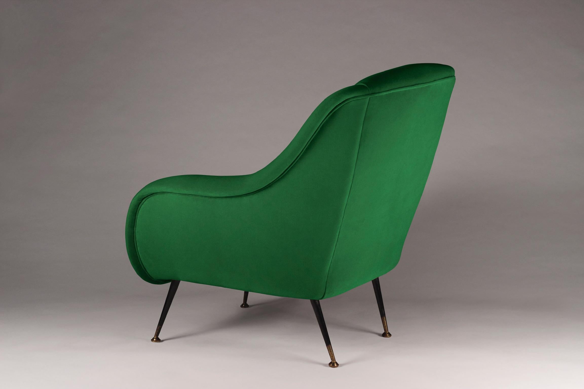 British Midcentury Style Italian Lounge Chair Moss Green For Sale