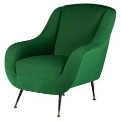 Italienischer Loungesessel im Mid-Century-Stil in Moosgrün