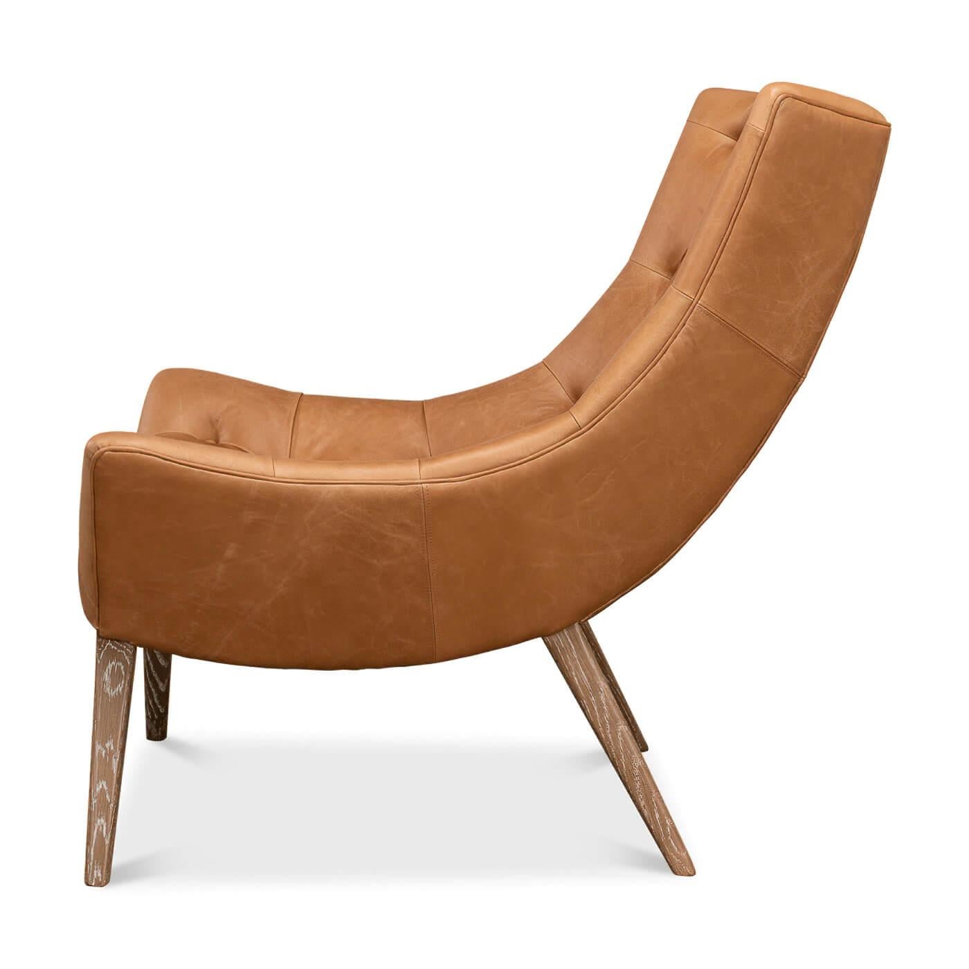 Mid-Century Modern Fauteuil en cuir de style mi-siècle moderne en vente