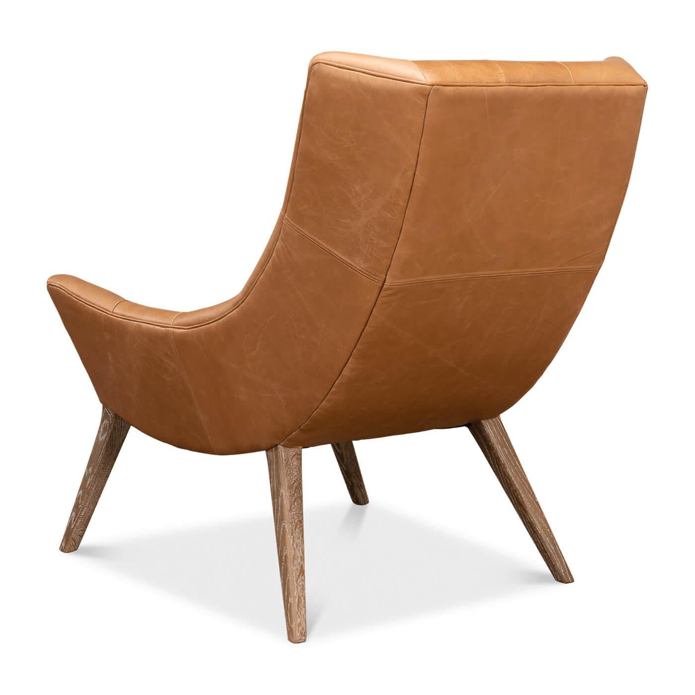Asian Mid-Century Style Leather Armchair For Sale