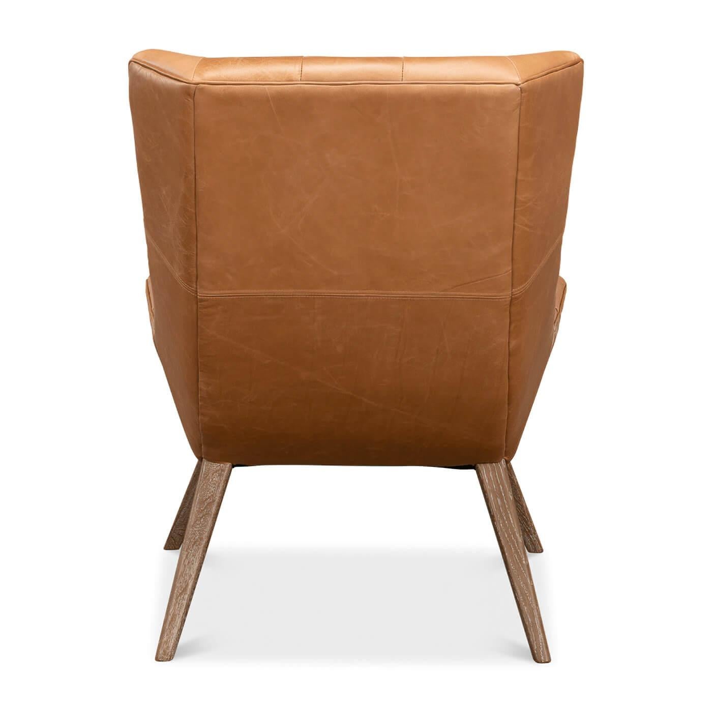Mid-Century Style Leather Armchair In New Condition For Sale In Westwood, NJ