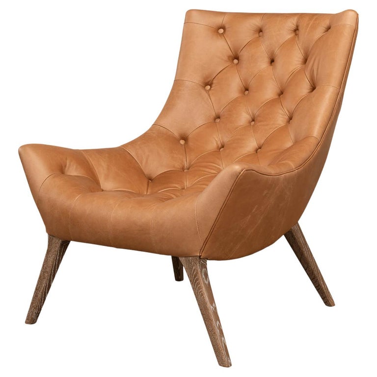 Mid-Century Style Leather Armchair For Sale at 1stDibs