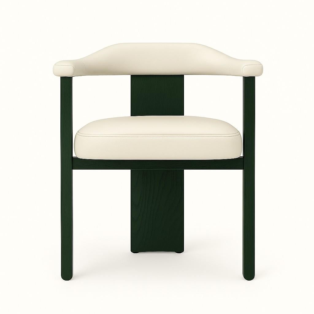 Moderno Sedia da pranzo in pelle in stile Mid-Century con finitura Greene & Greene in vendita