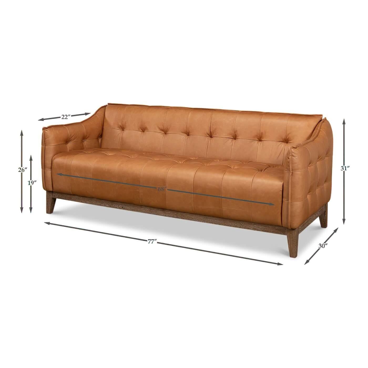 Mid-Century Style Leather Sofa For Sale 1