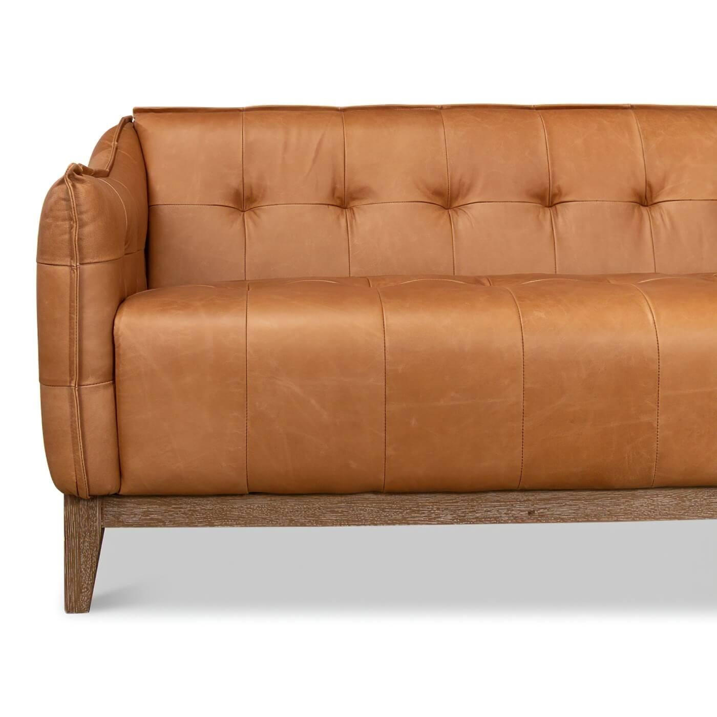 Mid-Century Style Leather Sofa For Sale 2