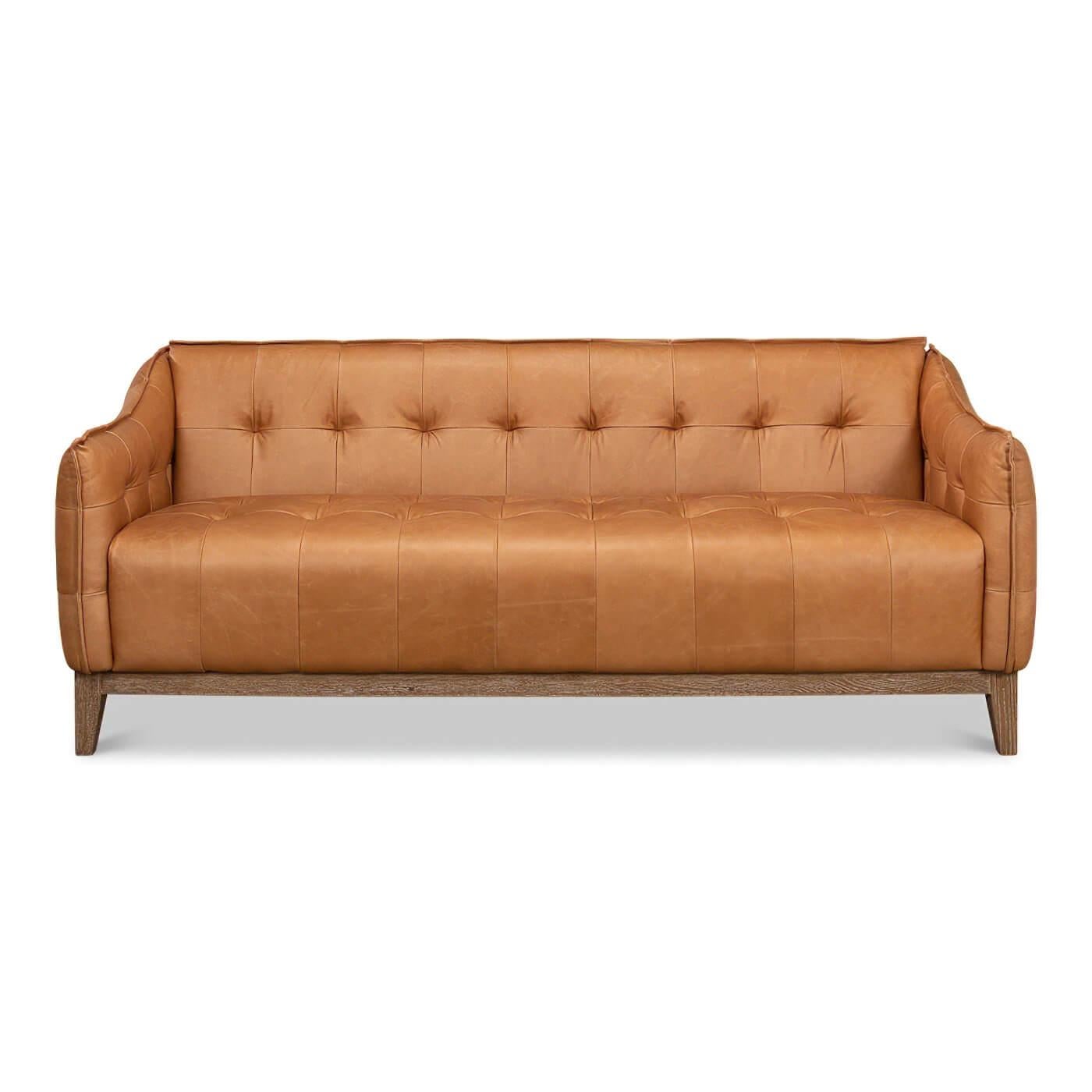 mid century leather sofa