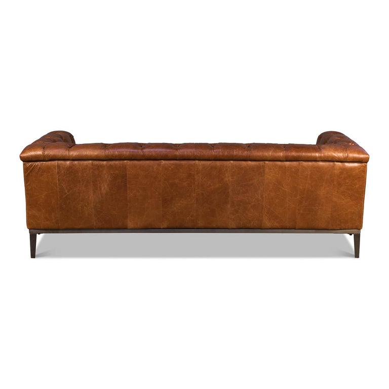Mid Century Style Leather Sofa For Sale at 1stDibs