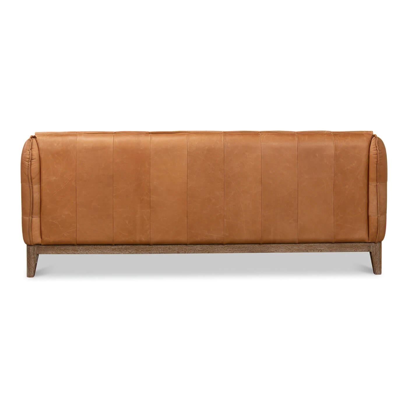 Ledersofa im Mid-Century-Stil (Asiatisch) im Angebot