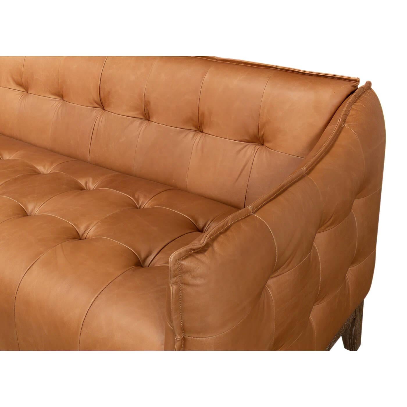 Mid-Century Modern Mid-Century Style Leather Sofa For Sale