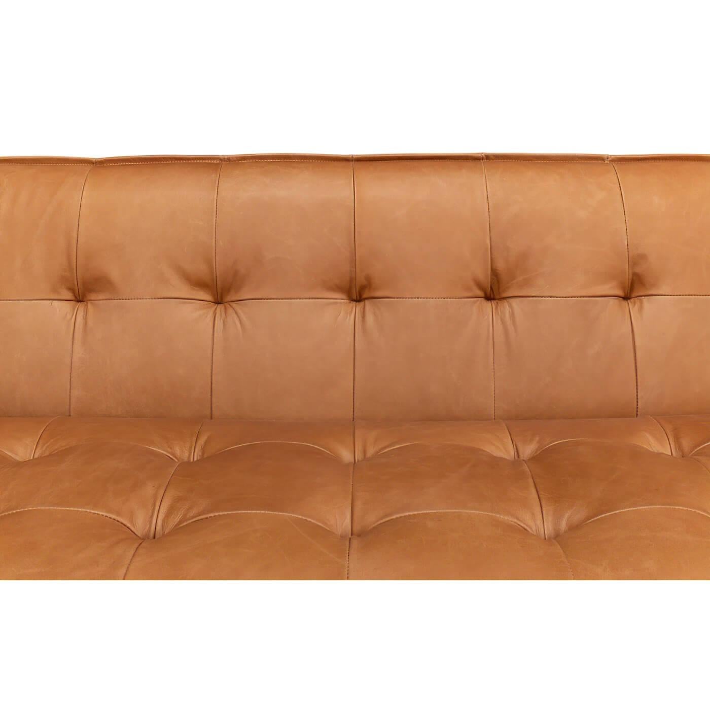 Mid-Century Style Leather Sofa In New Condition For Sale In Westwood, NJ