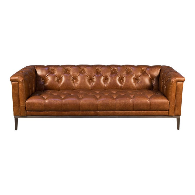 Mid Century Style Leather Sofa For Sale at 1stDibs | mid century modern  leather sofa, mid century modern sofa leather, mid century modern leather  couch