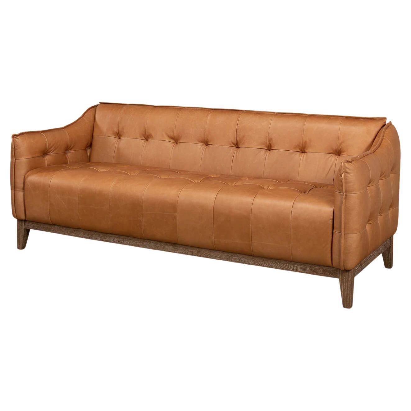 Mid-Century Style Leather Sofa