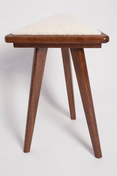 Mid-Century Style Light Boucle Triangle Stool, by Vintola Studio, Europe