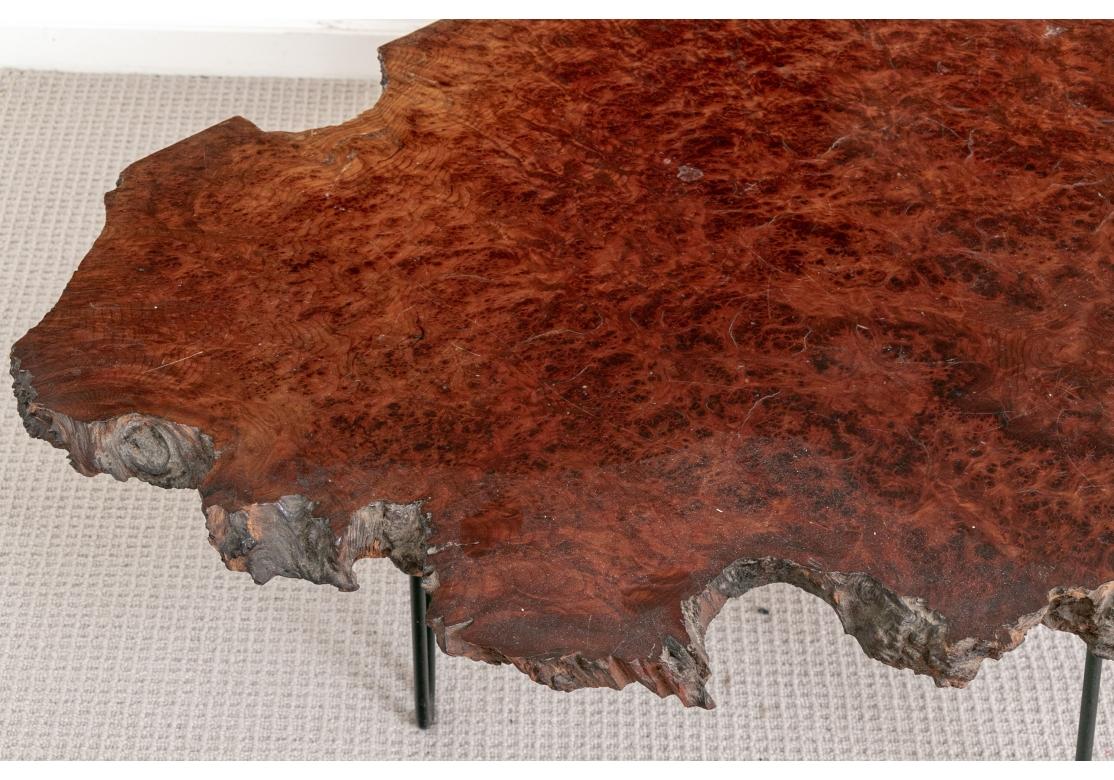 Mid Century Style Live Edge Burl Cocktail Table For Sale 3