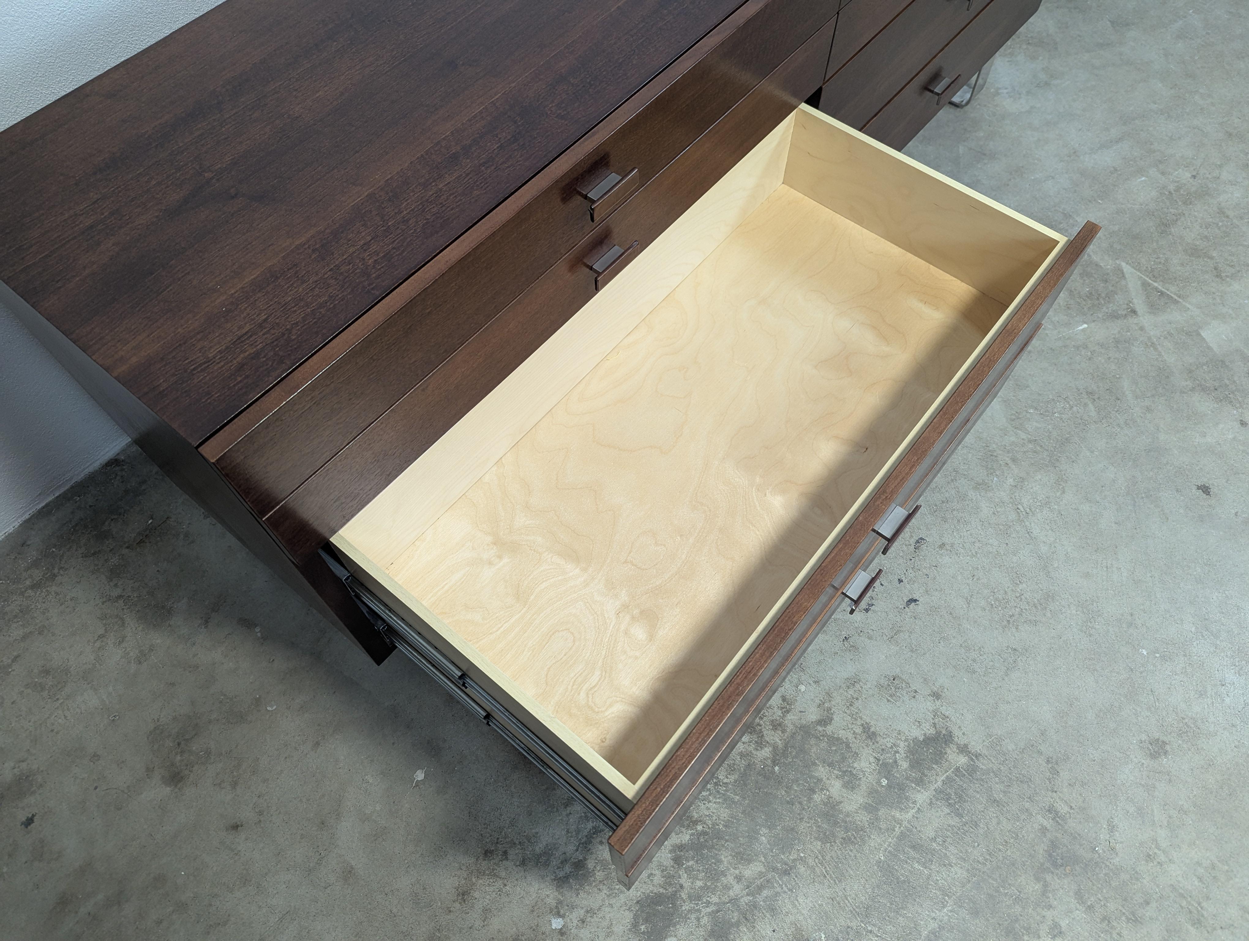Mid Century Style Lowboy Dresser With Chrome Legs For Sale 6