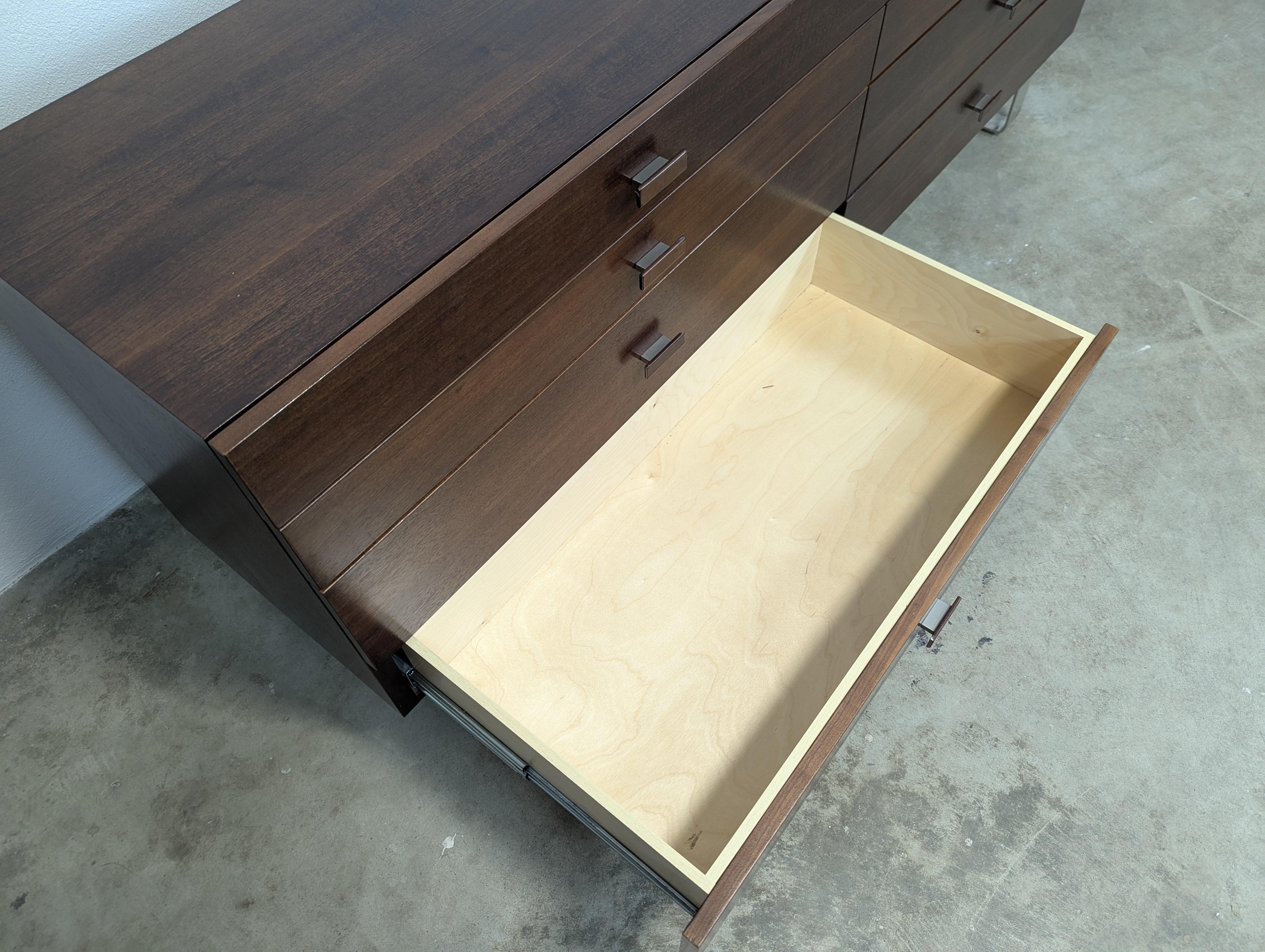 Mid Century Style Lowboy Dresser With Chrome Legs For Sale 7