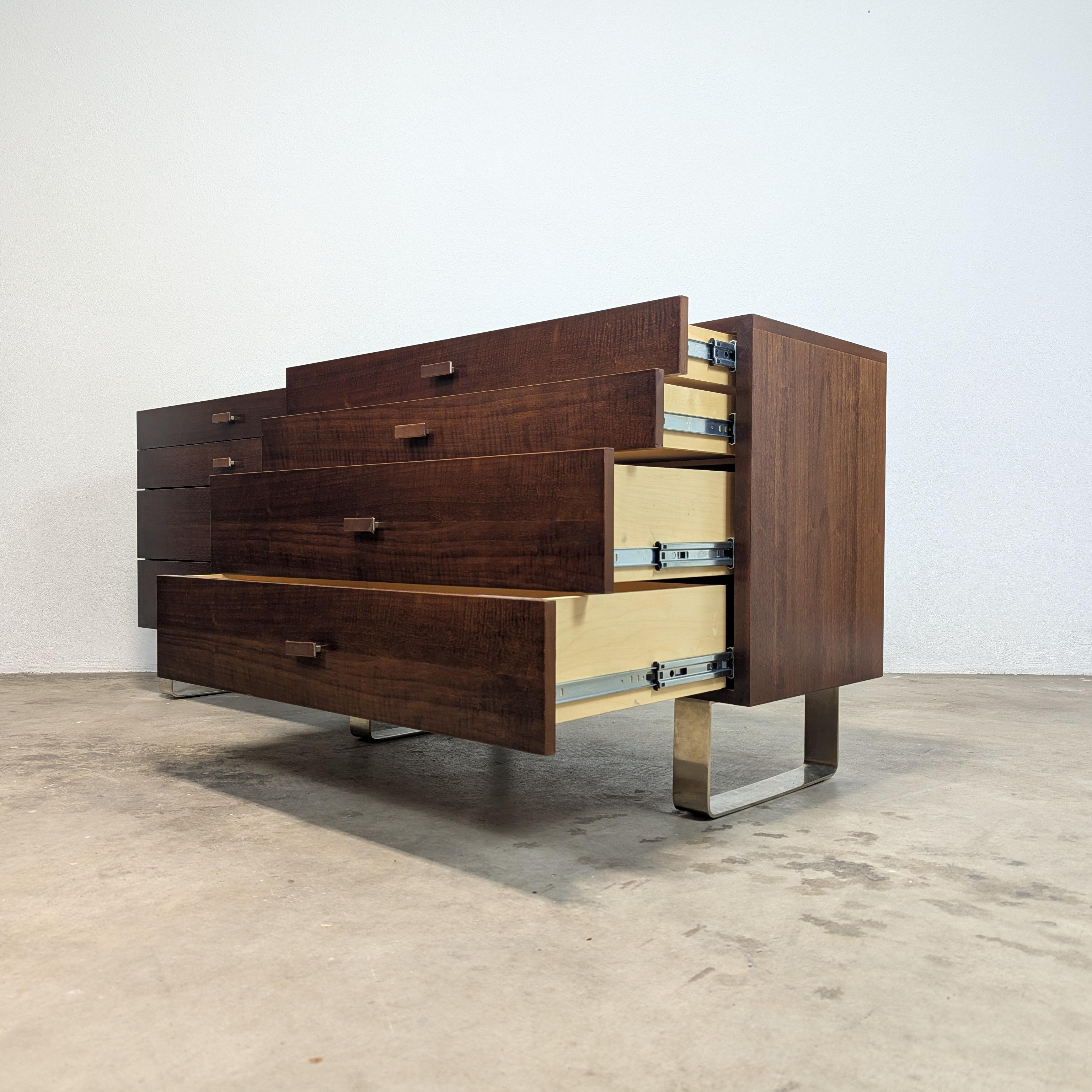 Mid Century Style Lowboy Dresser With Chrome Legs For Sale 1