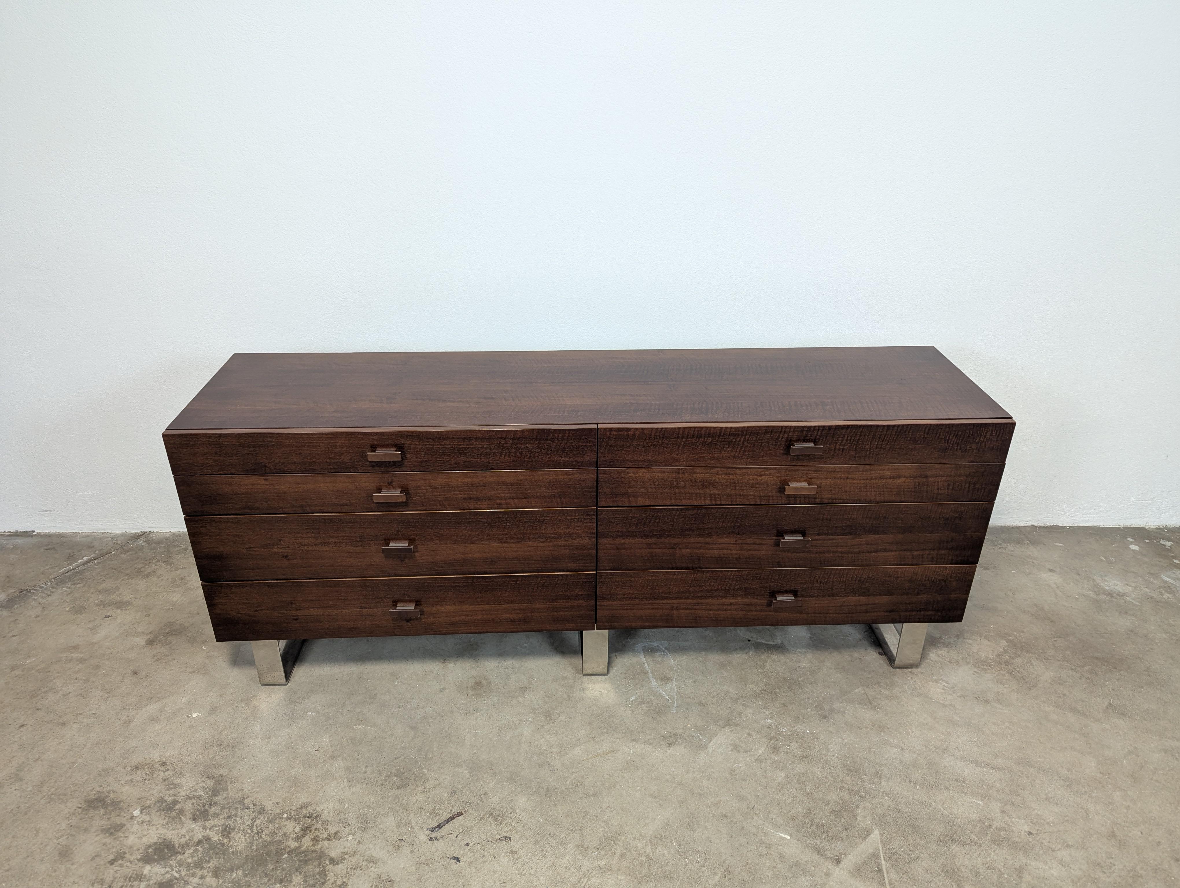 Mid Century Style Lowboy Dresser With Chrome Legs For Sale 2