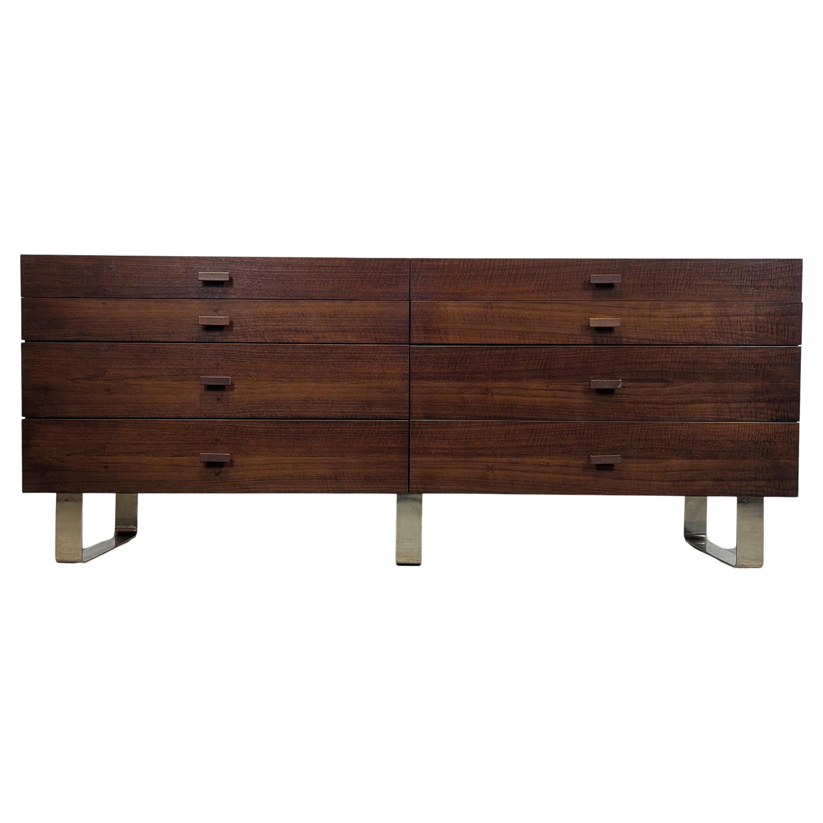 Mid Century Style Lowboy Dresser With Chrome Legs