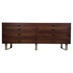Mid Century Style Lowboy Dresser With Chrome Legs