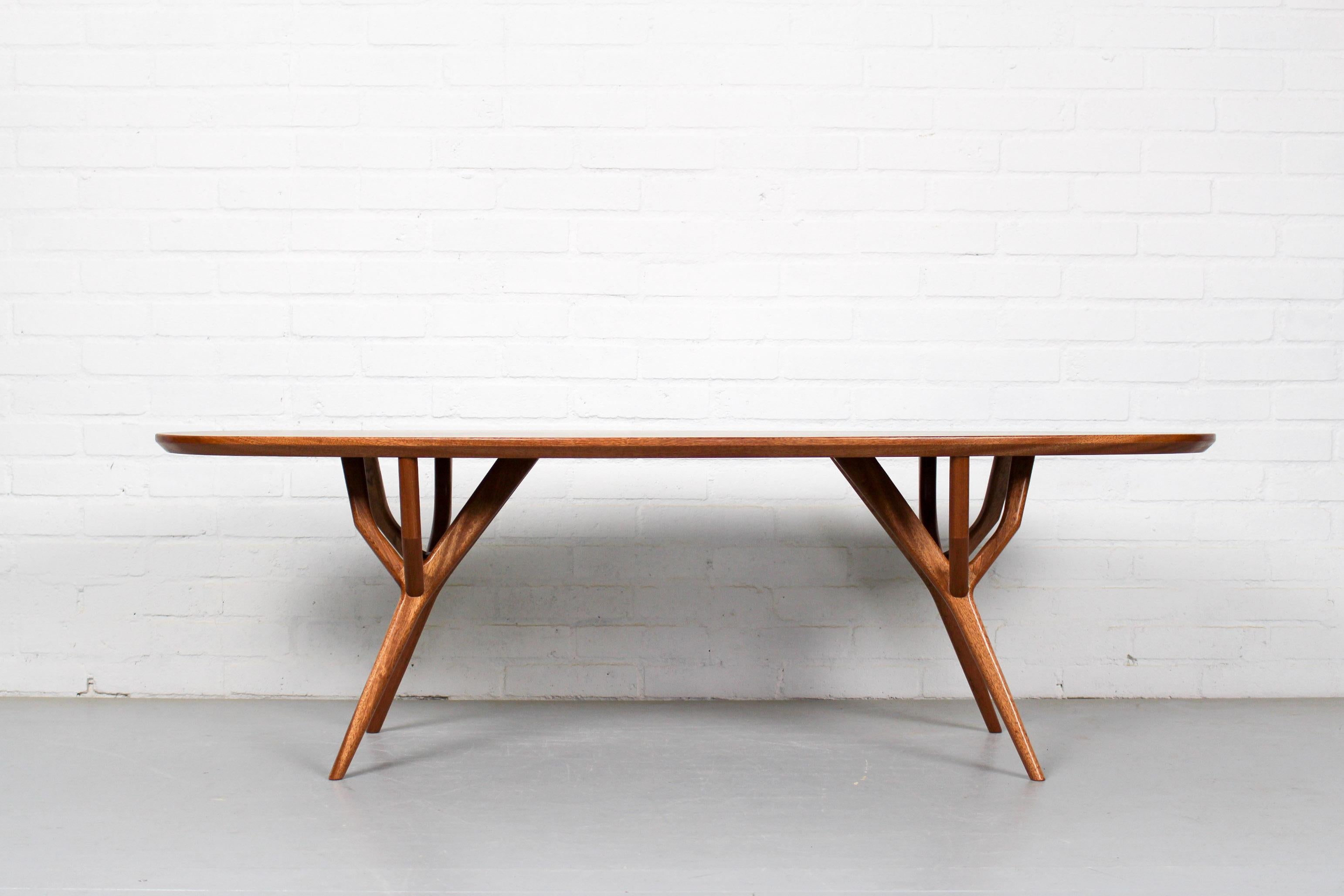 Dutch Midcentury Style Mahogany Coffee Table For Sale