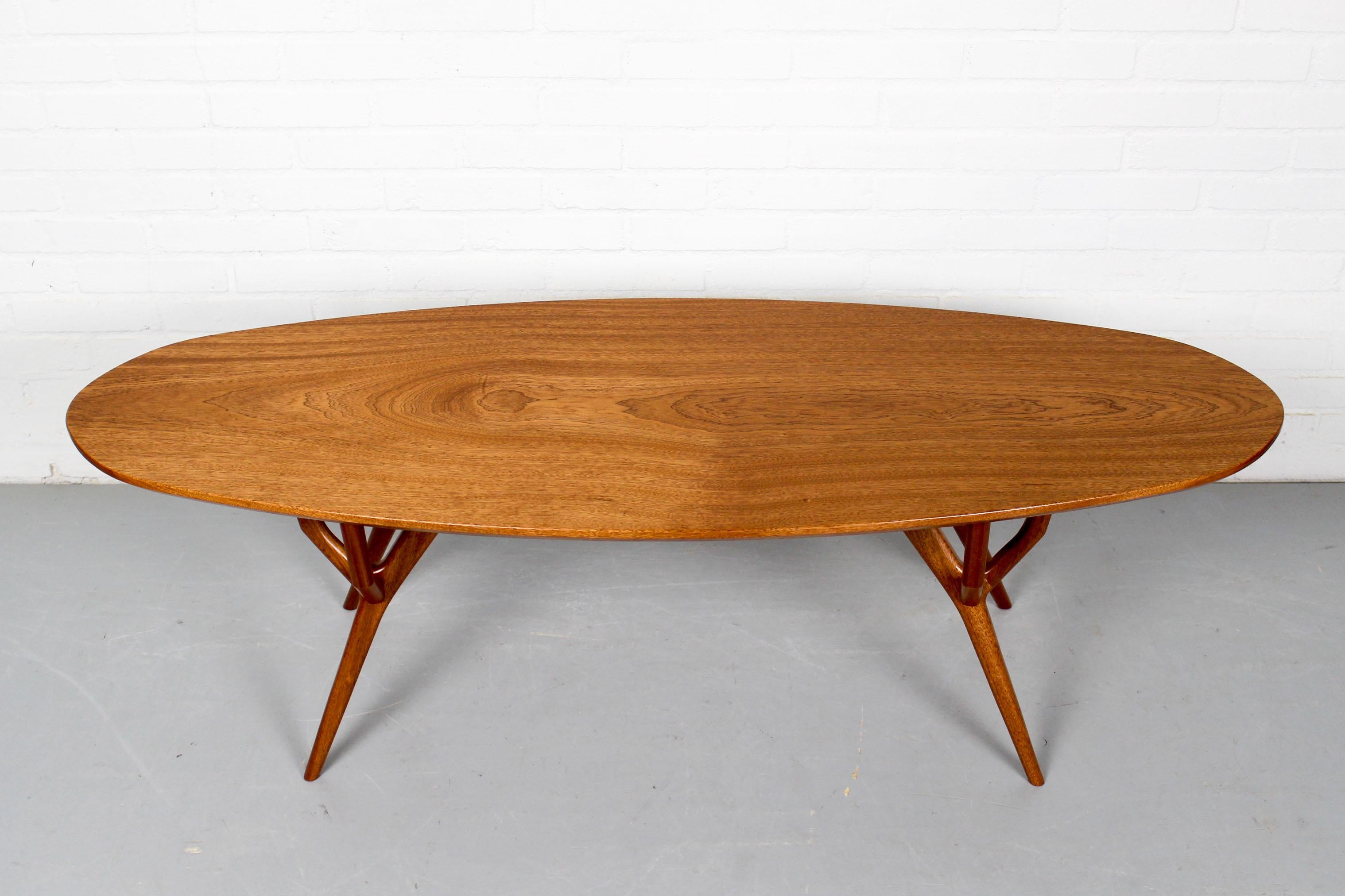 Contemporary Midcentury Style Mahogany Coffee Table For Sale