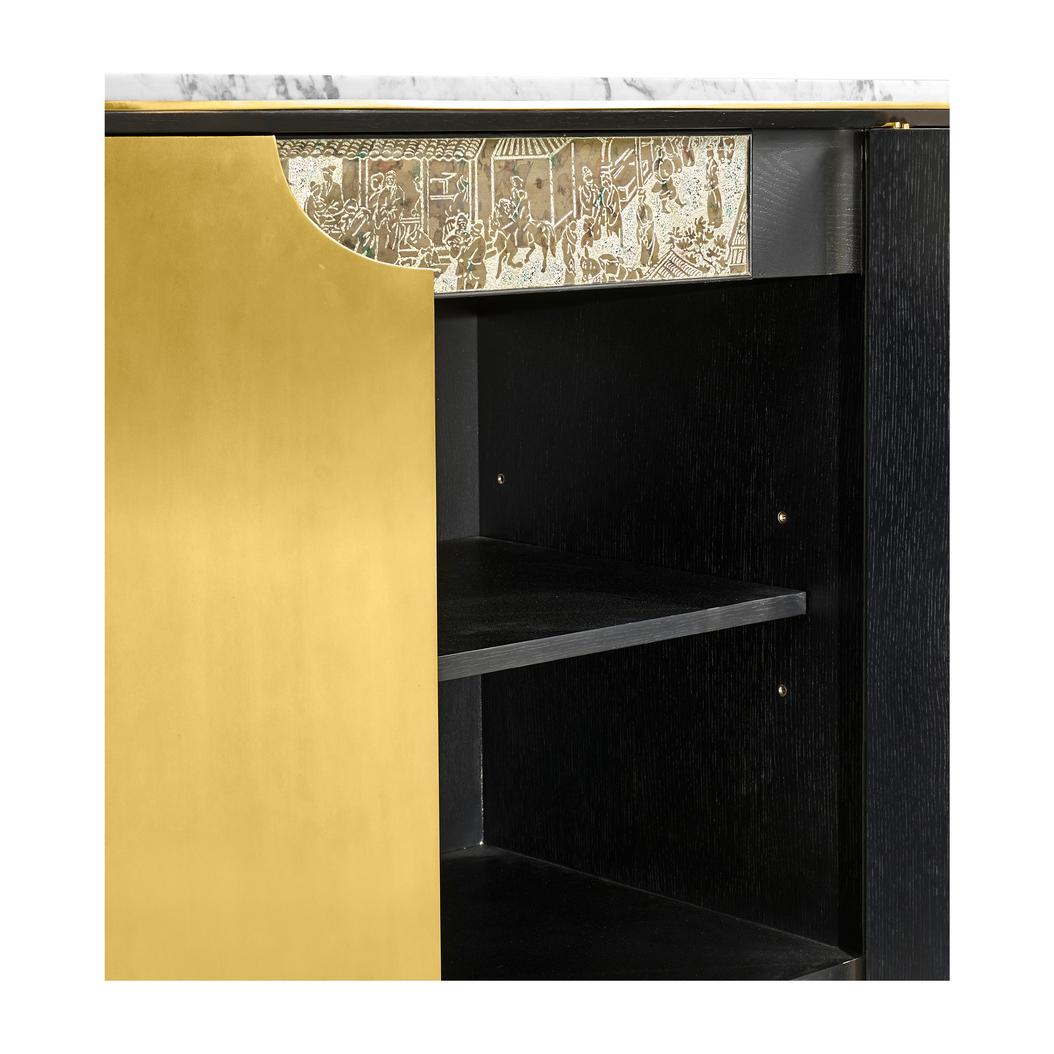 Contemporary Midcentury Style Marble-Top Credenza