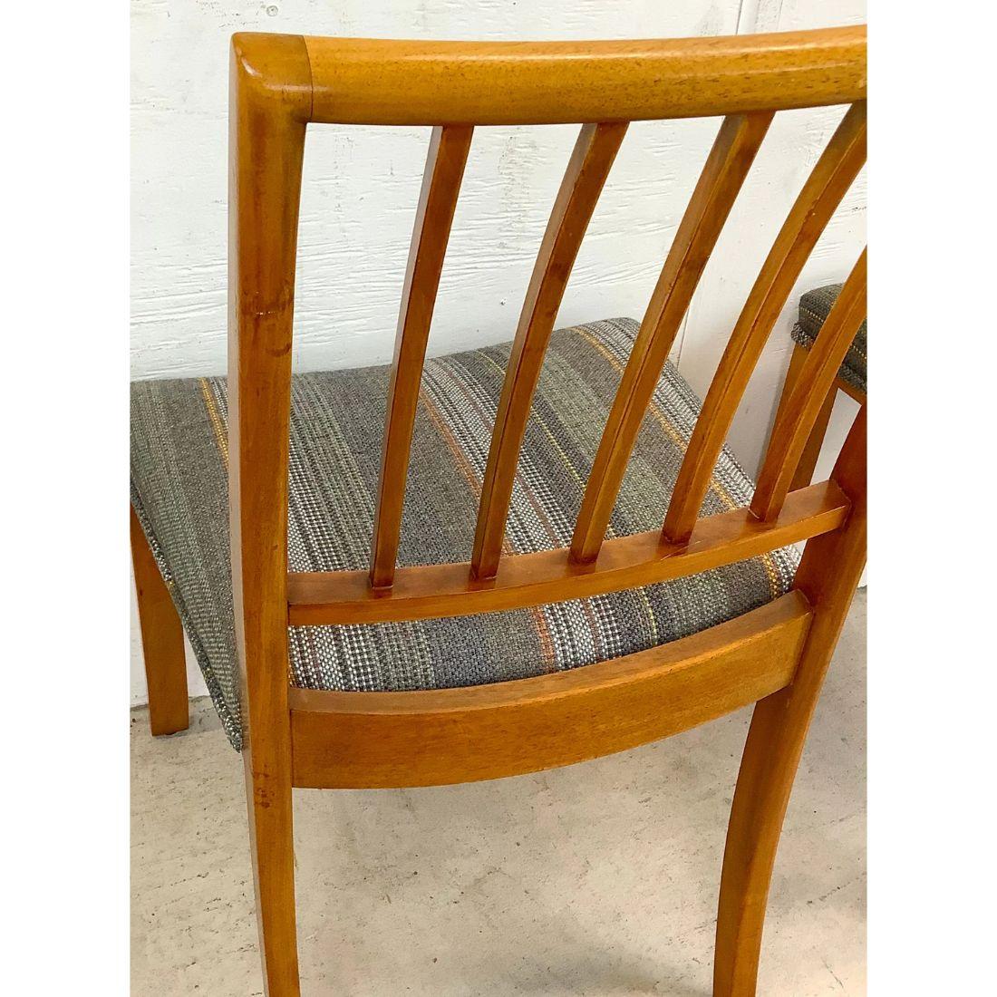 Wood Midcentury Style Mid-Back Dining Chairs, Set of Six