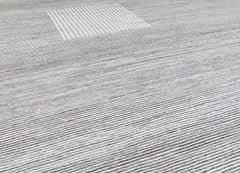 Mid-Century Style Minimalist Handknotted Shiraz Undyed Wool Rug