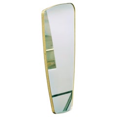 Mid-Century Style Mirror Irregular Shape & Embossed Brass Frame Medium
