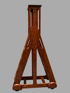 Midcentury Style Modern Double Sided Figured Walnut Library Ladder