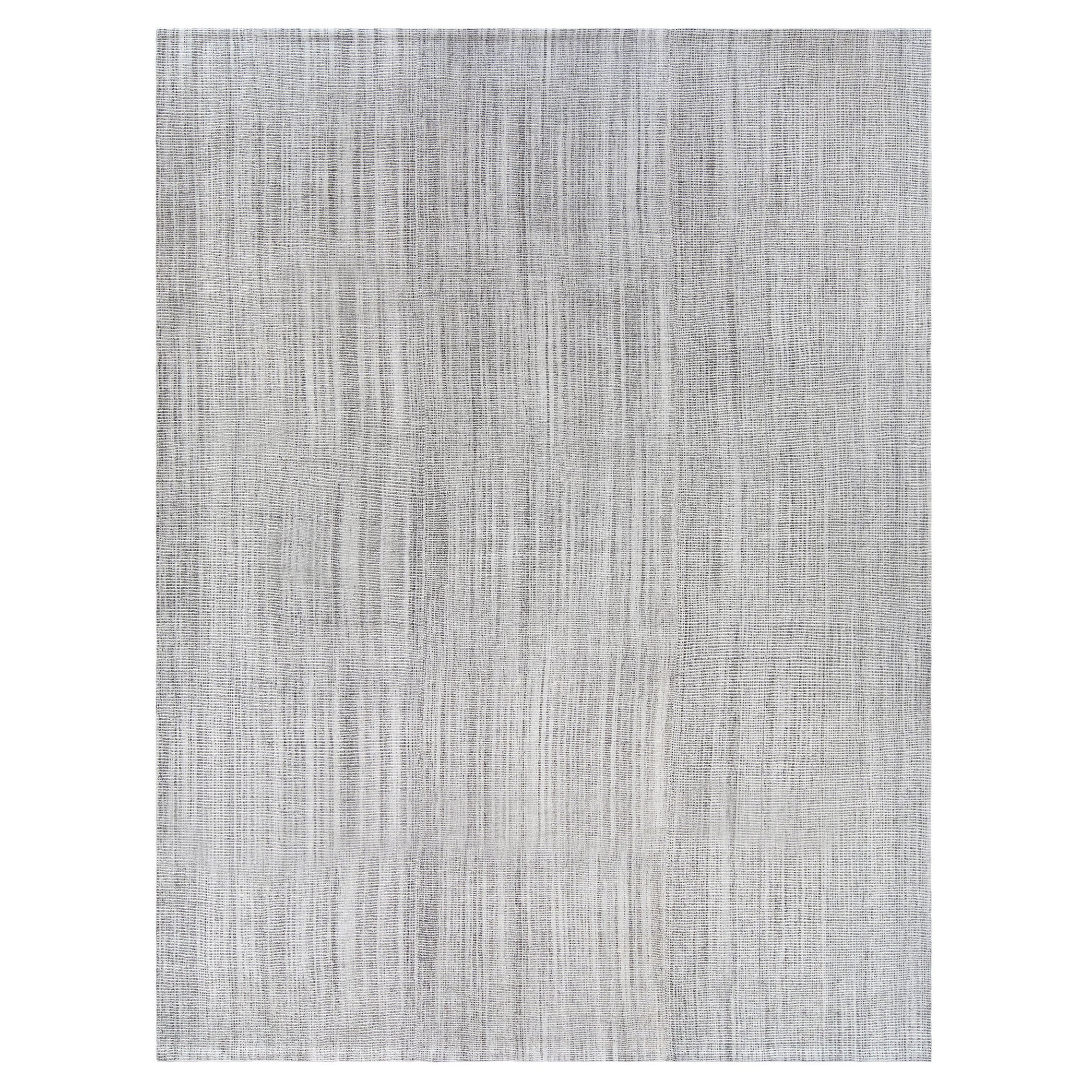 Tapis en laine grise à tissage plat de style moderne du milieu du siècle dernier
