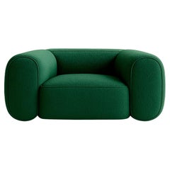 Mid-Century Style Modern Plush Forest Green Boucle Armchair Retro