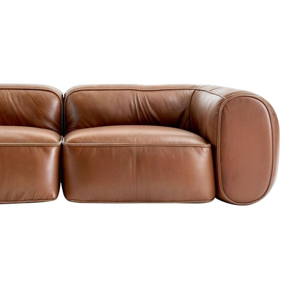 The Dolce Sofa is the perfect combination of modern design and plush comfort. This leather sofa’s rounded, organic shapes create a visually inviting and sophisticated presence in any living space. Designed to envelop and embrace, its generous