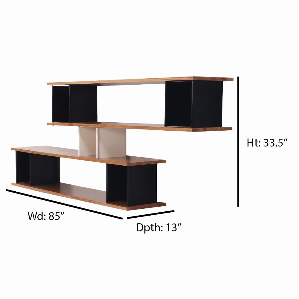 Alluminio Mid-Century Style Modular Floating Wall Shelf in Aluminum & Wood. in vendita