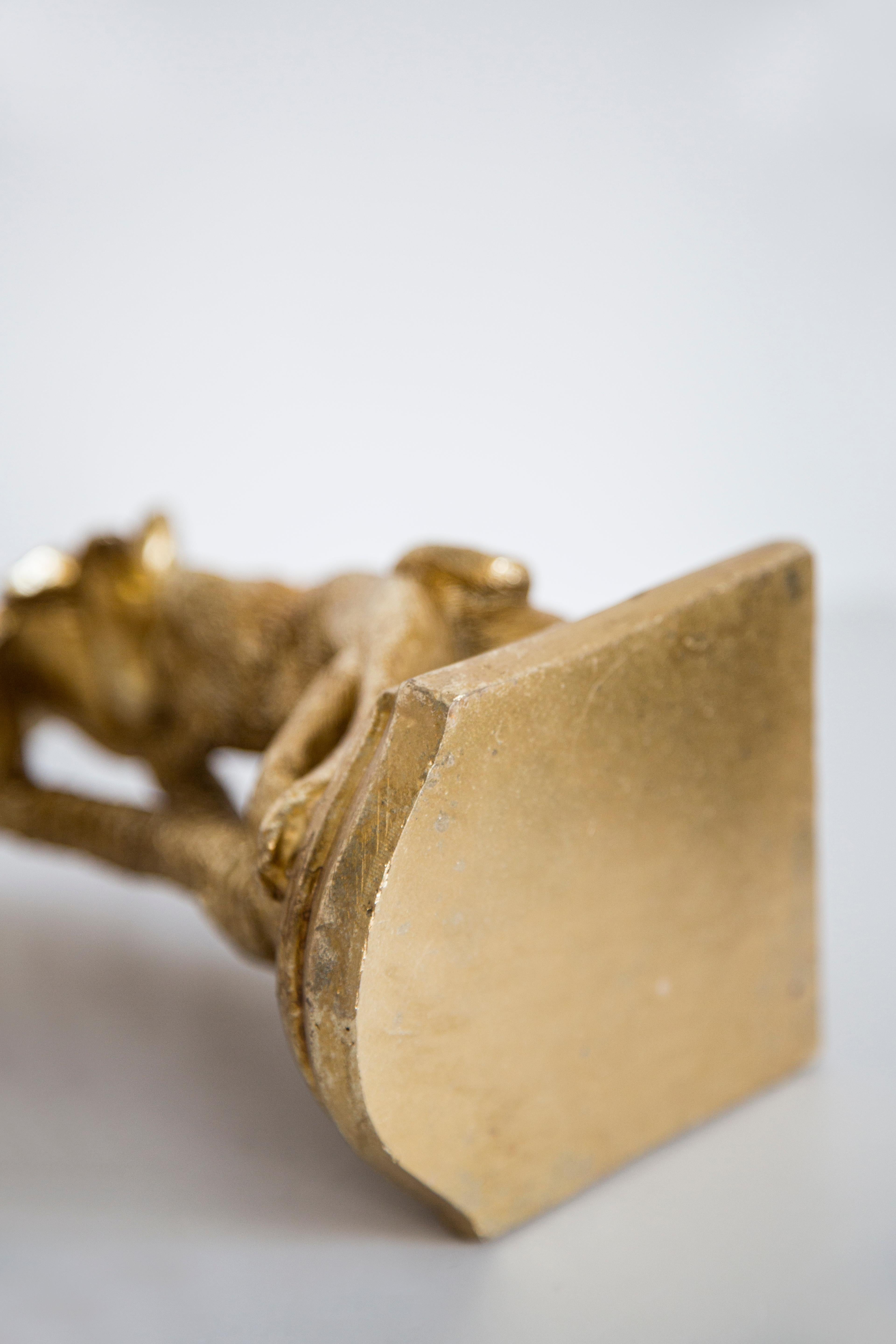 Mid Century Style Monkeys and Palms Set of 2 Bookends, Gold Gypsum, Italy, 2000s 8