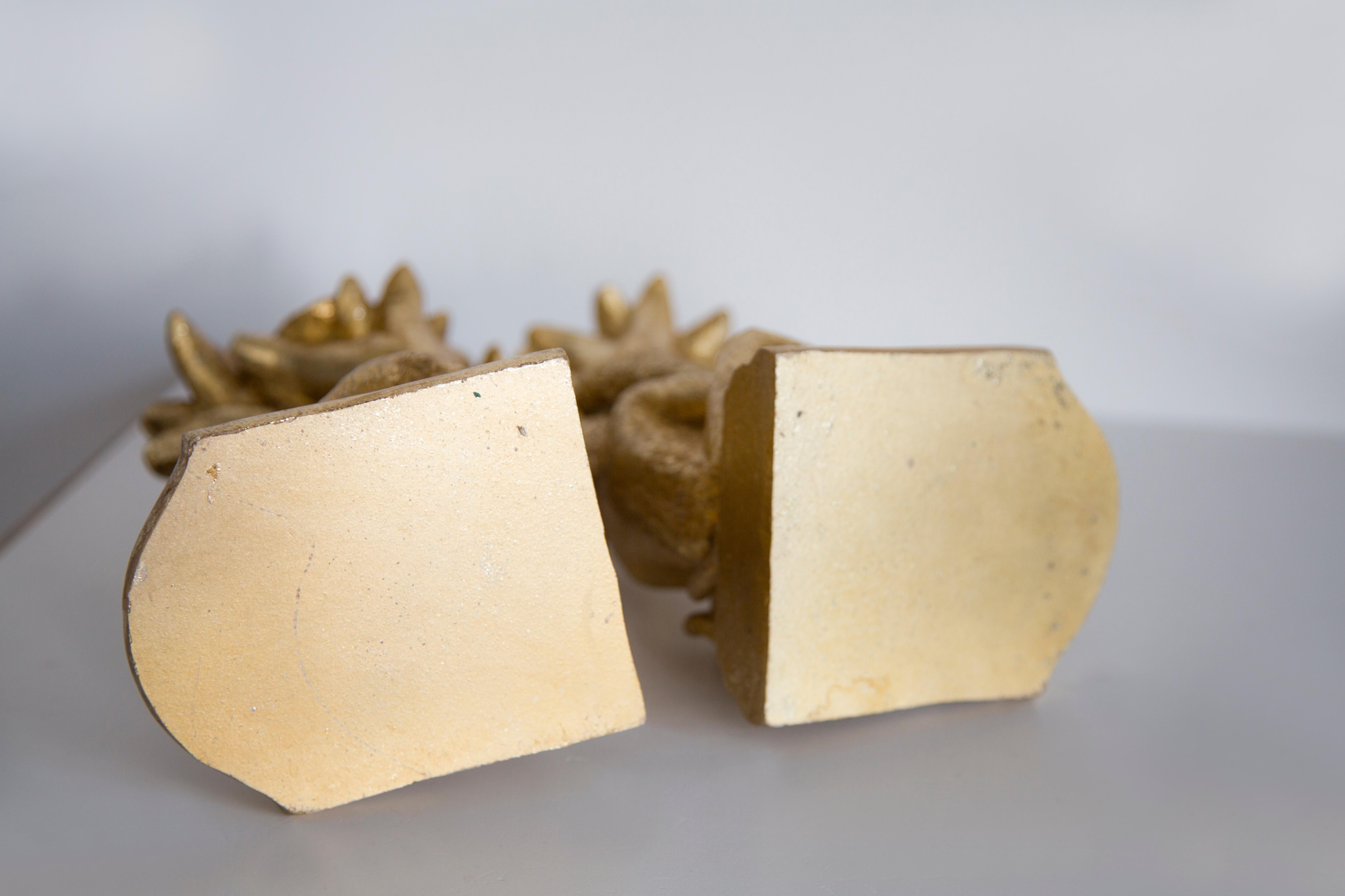 Mid Century Style Monkeys and Palms Set of 2 Bookends, Gold Gypsum, Italy, 2000s 9