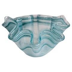 Vintage Mid Century Style Murano Glass Big Acqua Blue Green Bowl, Italy, 2000s